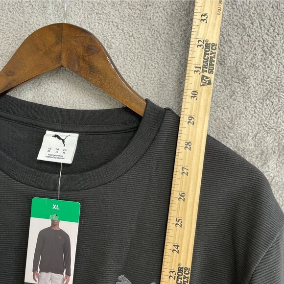 NEW Puma Men's XL Textured Crewneck Sweatshirt Black Cotton Blend - Picture 4 of 11